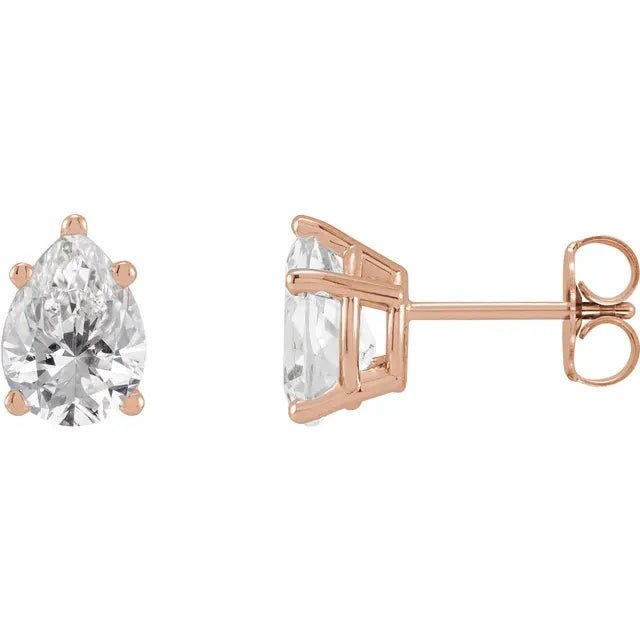 Classic 14K Gold Pear Cut Diamond Stud Earrings - Design Jewellers Edmonton