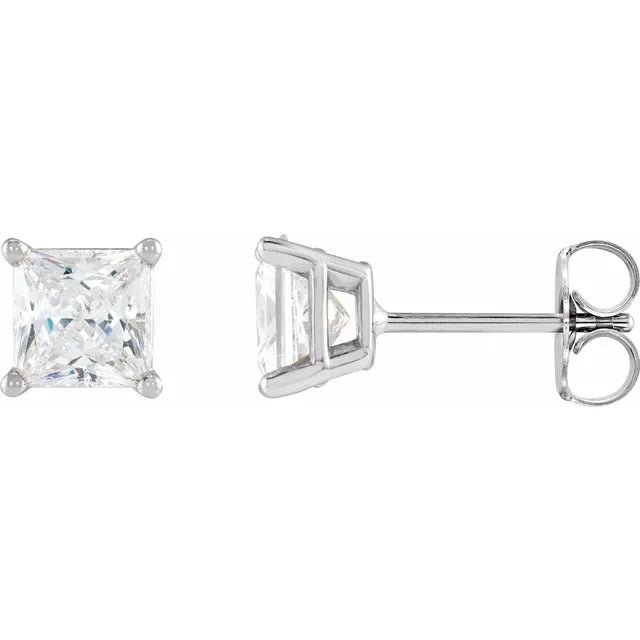 Classic 14K Gold Princess Cut Diamond Stud Earrings