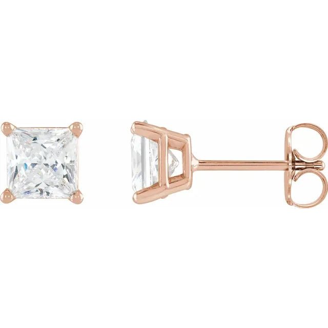 Classic 14K Gold Princess Cut Diamond Stud Earrings - Design Jewellers Edmonton