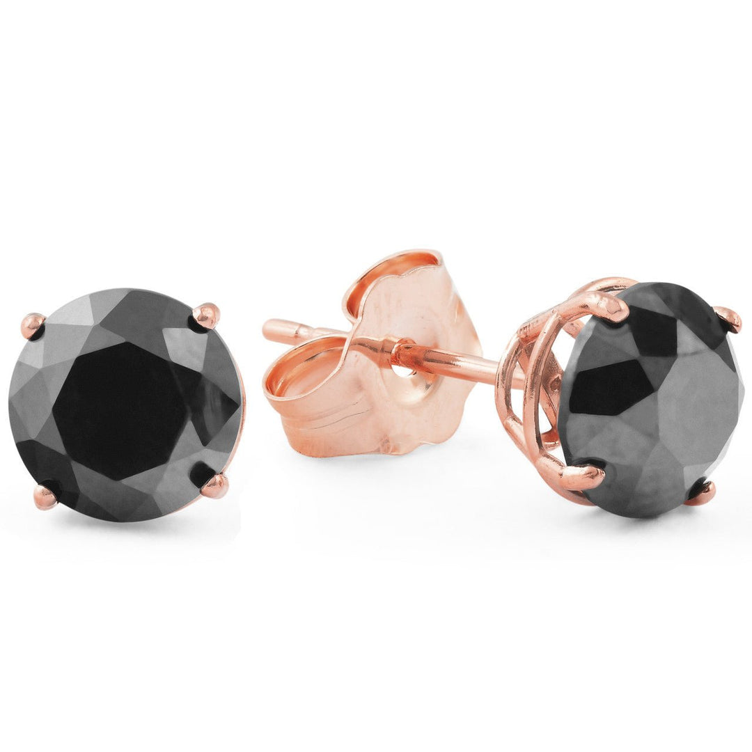 Classic 14K Gold Round Black Diamond Stud Earrings - Design Jewellers Edmonton