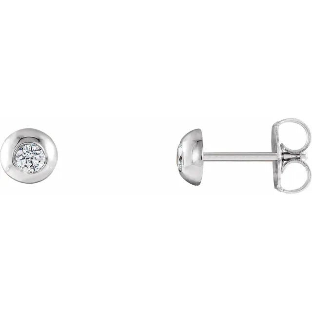 Classic 14K Gold Round Diamond Bezel Set Stud Earrings - Design Jewellers Edmonton