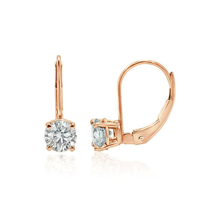 Classic 14K Gold Round Diamond Lever - Back Earrings - Design Jewellers Edmonton