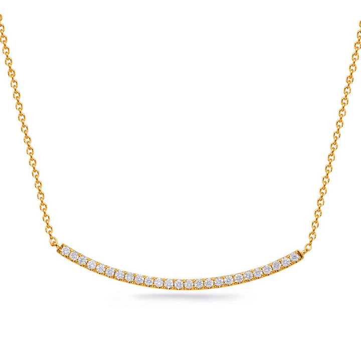 Classic Curved Bar Shape Diamond Necklace - Design Jewellers Edmonton