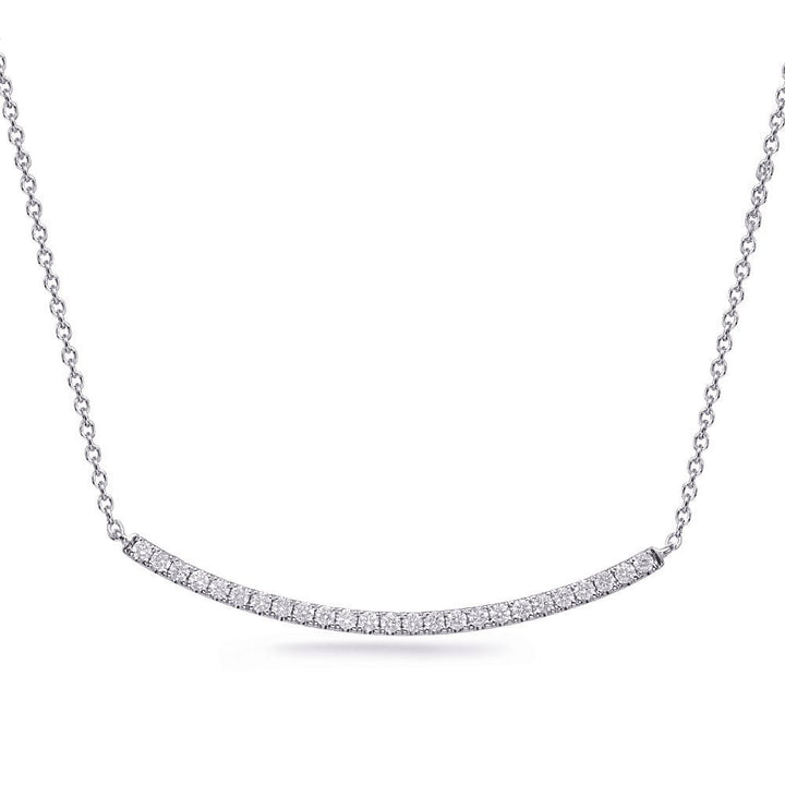 Classic Curved Bar Shape Diamond Necklace - Design Jewellers Edmonton