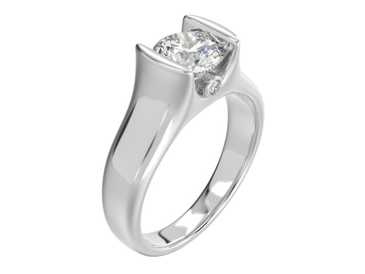 Custom Diamond Gold So14K 14K Tension Set Design with Bezel Set Side Diamonds - Engagement rings - Design Jewellers Edmonton