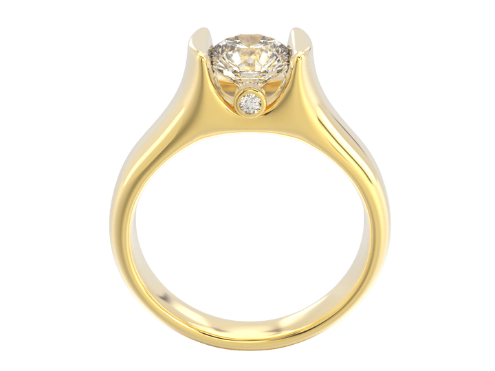 Custom Diamond Gold So14K 14K Tension Set Design with Bezel Set Side Diamonds - Engagement rings - Design Jewellers Edmonton