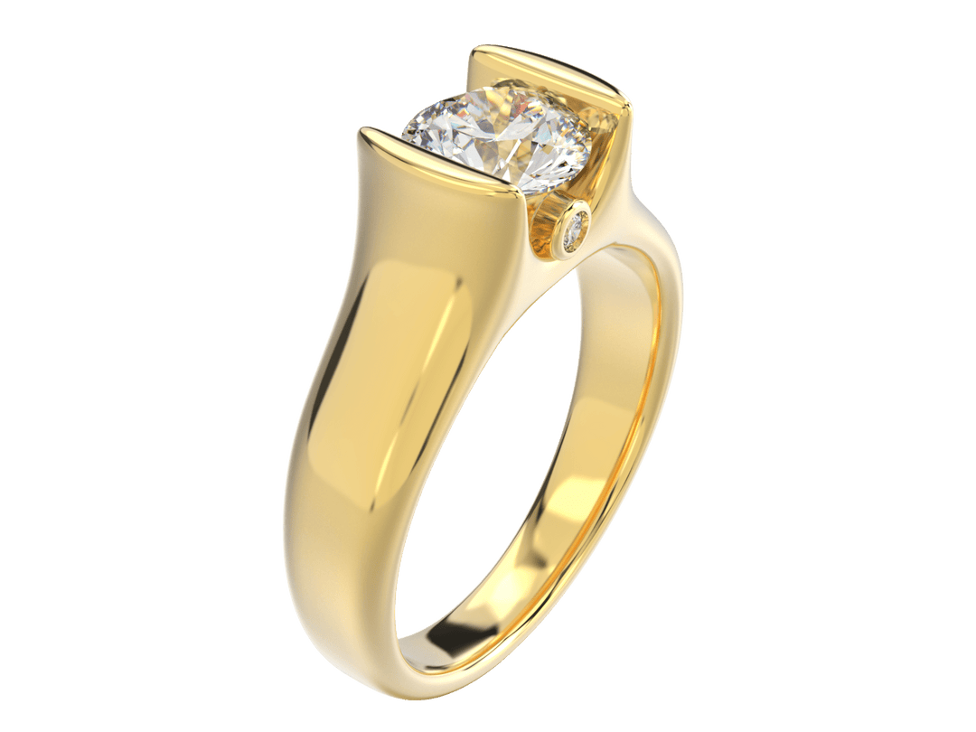 Custom Diamond Gold So14K 14K Tension Set Design with Bezel Set Side Diamonds - Engagement rings - Design Jewellers Edmonton