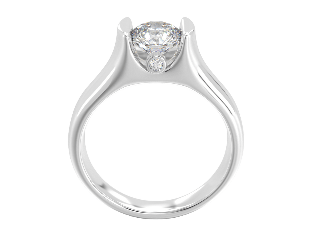 Custom Diamond Gold So14K 14K Tension Set Design with Bezel Set Side Diamonds - Engagement rings - Design Jewellers Edmonton