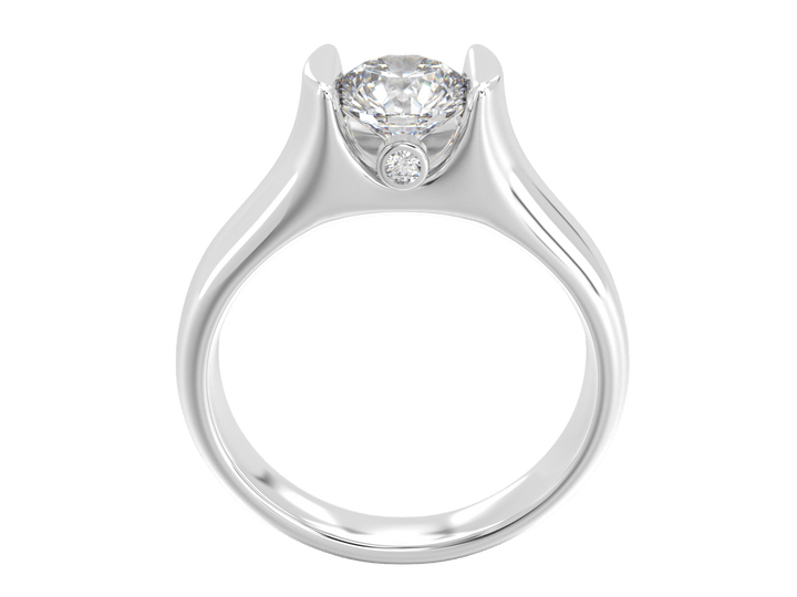 Custom Diamond Gold So14K 14K Tension Set Design with Bezel Set Side Diamonds - Engagement rings - Design Jewellers Edmonton