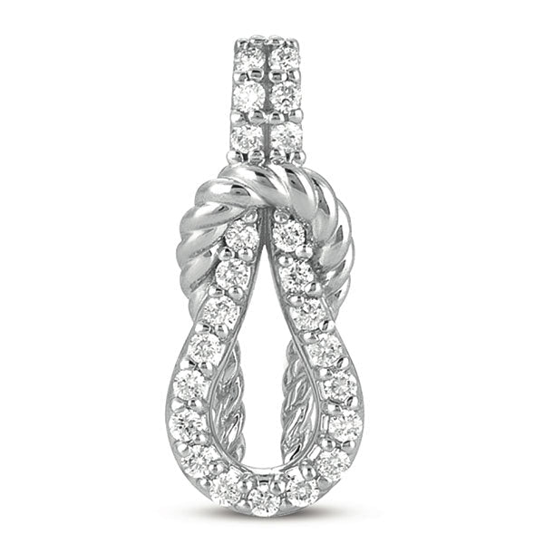 DIAMOND AND WHITE GOLD ROPE DESIGN LOVE KNOT CHARM