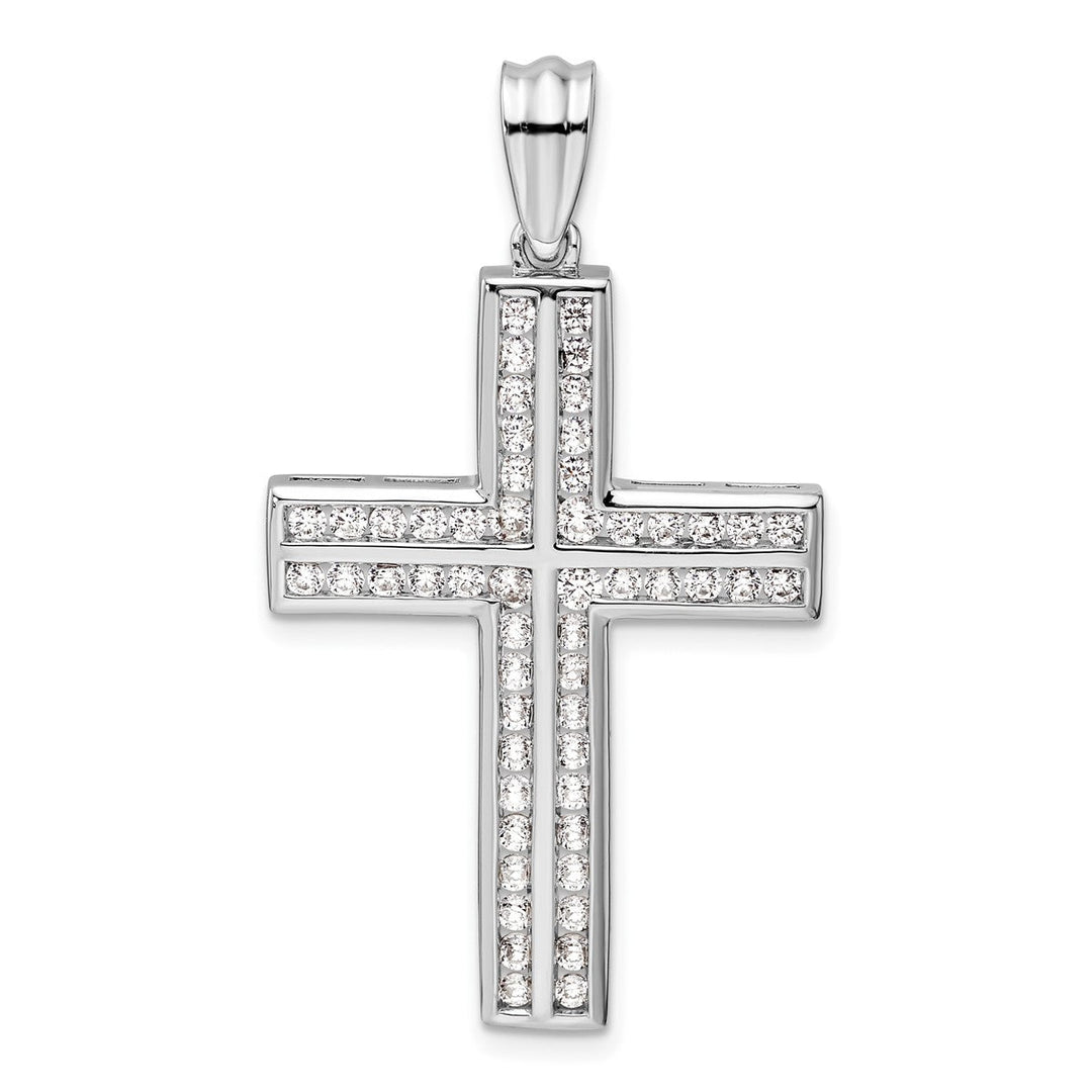Diamond Double Cross Pendant - Pendant - Design Jewellers Edmonton