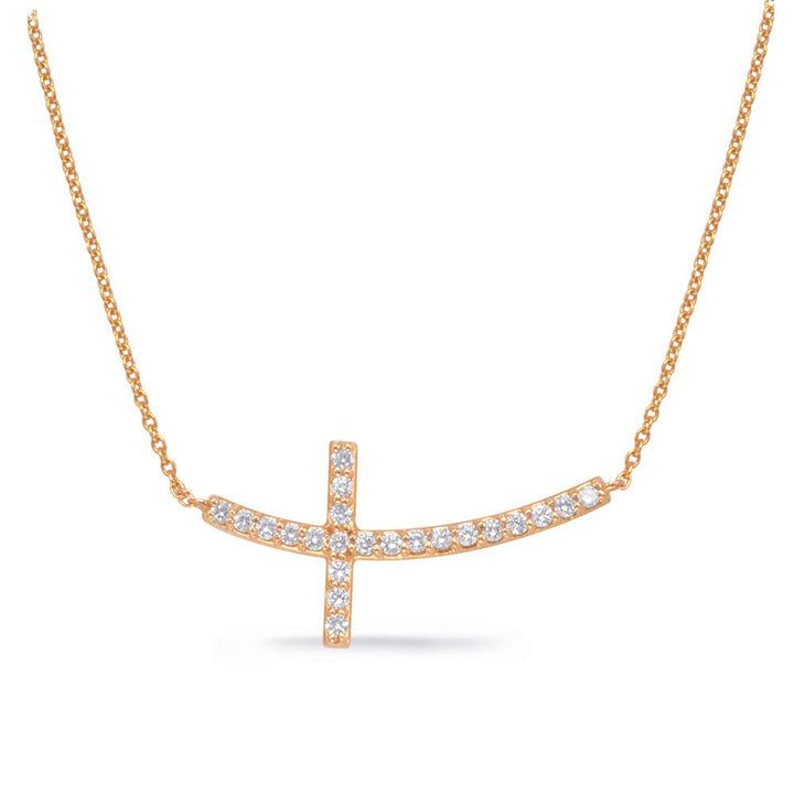 DIAMOND SIDE MOUNTED GOLD CROSS NECKLACE - Design Jewellers Edmonton