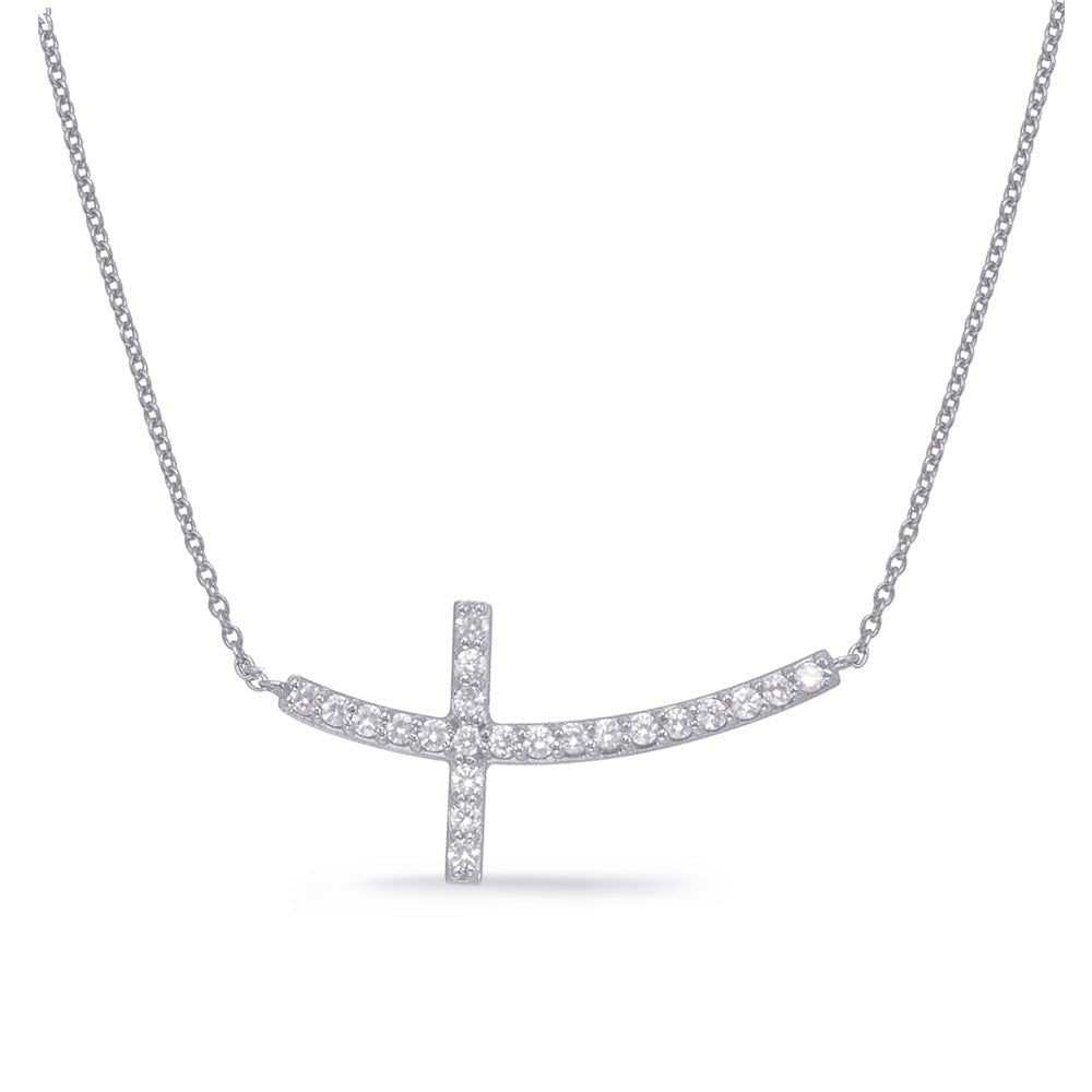 DIAMOND SIDE MOUNTED GOLD CROSS NECKLACE - Design Jewellers Edmonton