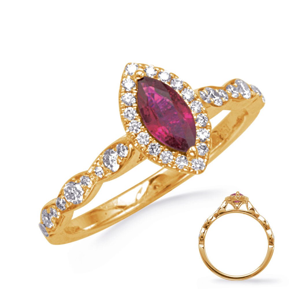 ELEGANT 0.79 ctw. YELLOW RUBY & DIAMOND RING