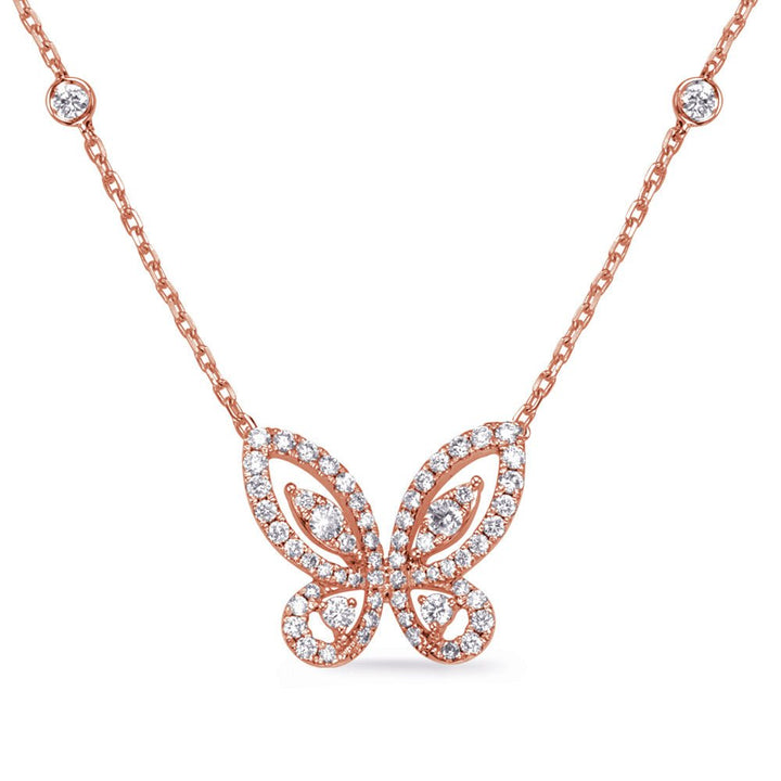 ELEGANT BUTTERFLY GOLD DIAMOND NECKLACE - Design Jewellers Edmonton