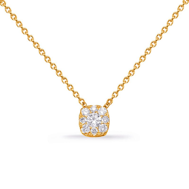 ELEGANT CUSION SHAPE CLUSTER HALO DIAMOND NECKLACE - Design Jewellers Edmonton