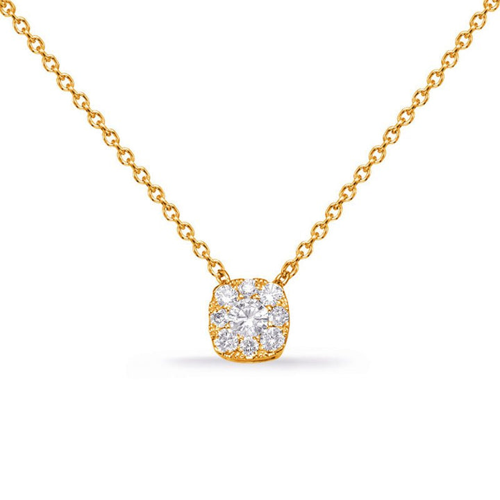 ELEGANT CUSION SHAPE CLUSTER HALO DIAMOND NECKLACE - Design Jewellers Edmonton