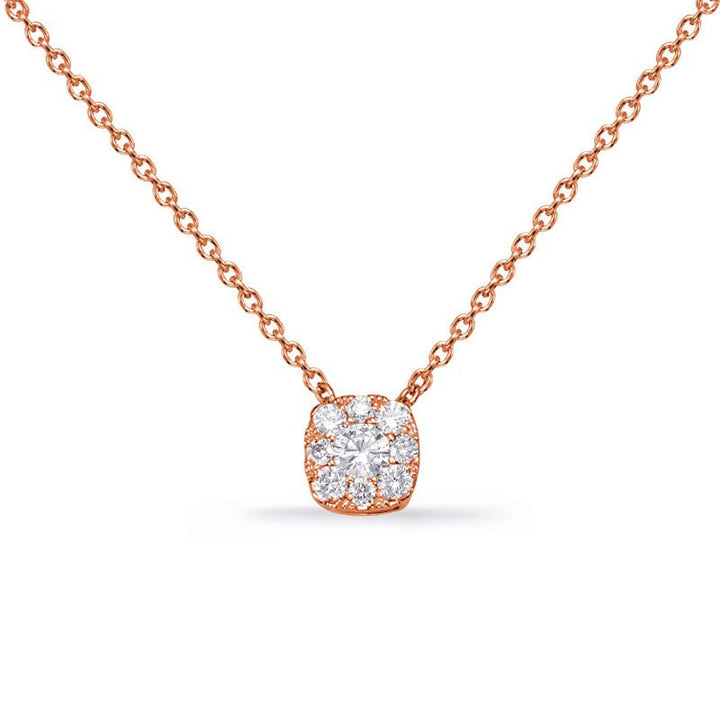 ELEGANT CUSION SHAPE CLUSTER HALO DIAMOND NECKLACE - Design Jewellers Edmonton