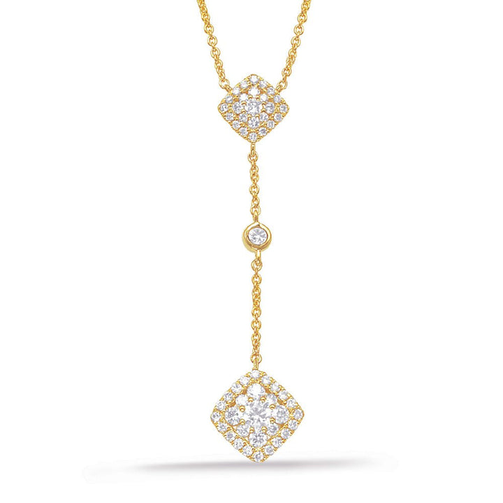 ELEGANT DANGLING DROP DESIGN GOLD DIAMOND NECKLACE - Design Jewellers Edmonton