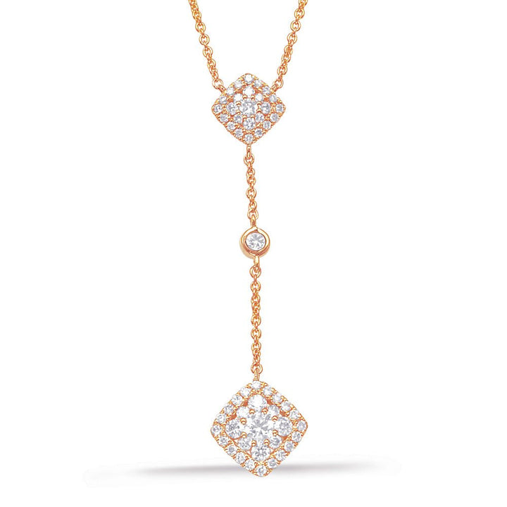 ELEGANT DANGLING DROP DESIGN GOLD DIAMOND NECKLACE - Design Jewellers Edmonton