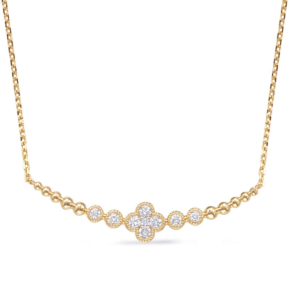ELEGANT FLORAL AND BEZEL BAR DESIGN DIAMOND NECKLACE - Design Jewellers Edmonton