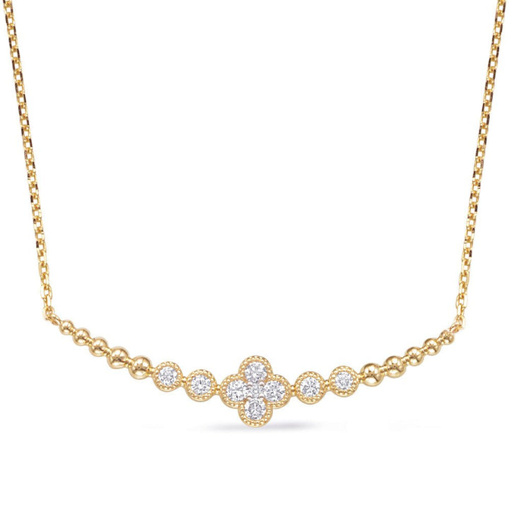 ELEGANT FLORAL AND BEZEL BAR DESIGN DIAMOND NECKLACE - Design Jewellers Edmonton