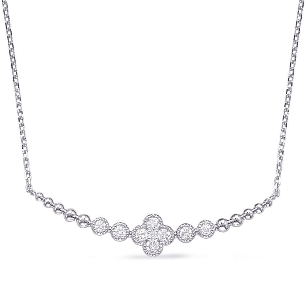 ELEGANT FLORAL AND BEZEL BAR DESIGN DIAMOND NECKLACE - Design Jewellers Edmonton