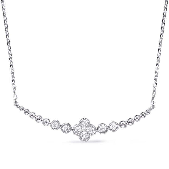 ELEGANT FLORAL AND BEZEL BAR DESIGN DIAMOND NECKLACE - Design Jewellers Edmonton