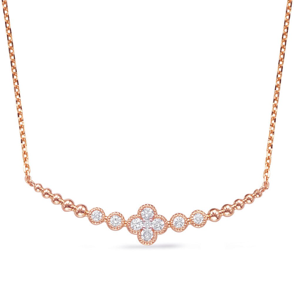 ELEGANT FLORAL AND BEZEL BAR DESIGN DIAMOND NECKLACE