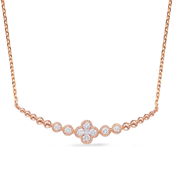 ELEGANT FLORAL AND BEZEL BAR DESIGN DIAMOND NECKLACE - Design Jewellers Edmonton
