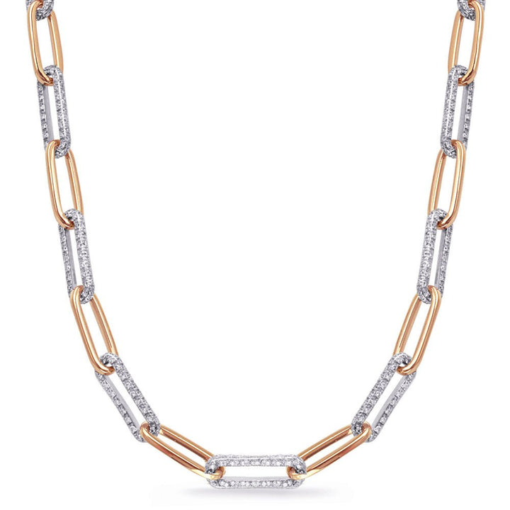 ELEGANT GOLD AND DIAMOND PAPER CLIP DESIGN NECKLACE - Design Jewellers Edmonton