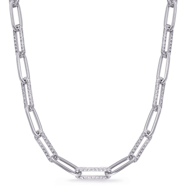 ELEGANT GOLD AND DIAMOND PAPER CLIP DESIGN NECKLACE - Design Jewellers Edmonton