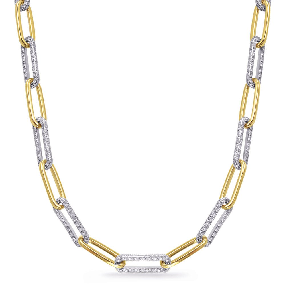 ELEGANT GOLD AND DIAMOND PAPER CLIP DESIGN NECKLACE - Design Jewellers Edmonton