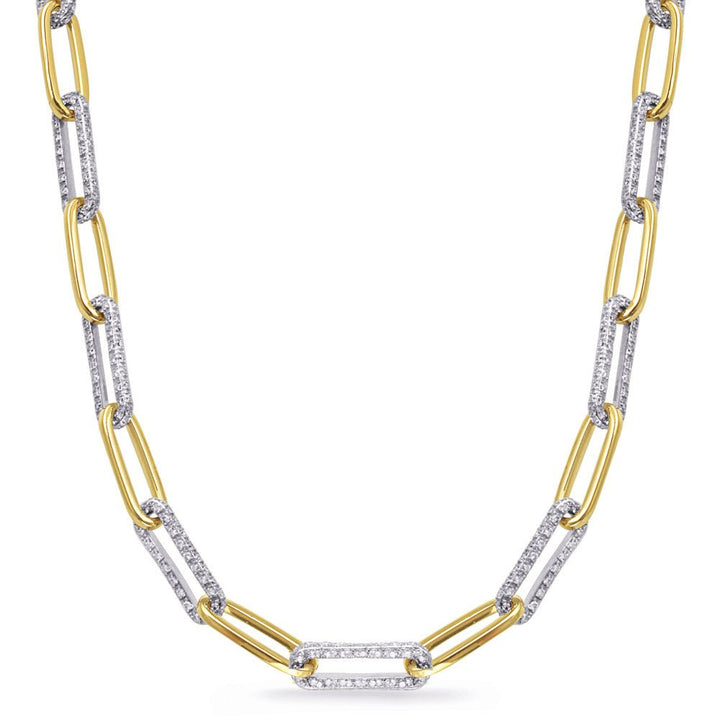ELEGANT GOLD AND DIAMOND PAPER CLIP DESIGN NECKLACE - Design Jewellers Edmonton