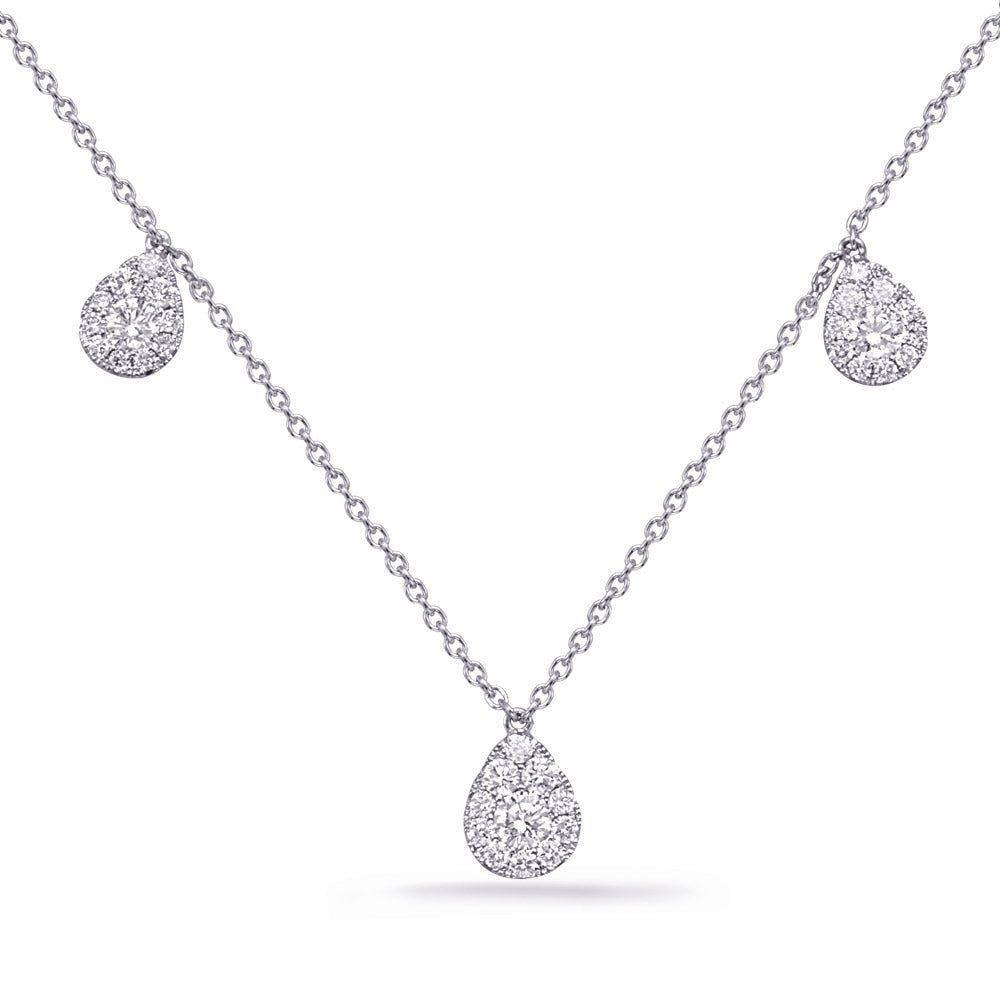 ELEGANT GOLD CLUSTER PEAR HALO DIAMOND NECKLACE - Design Jewellers Edmonton
