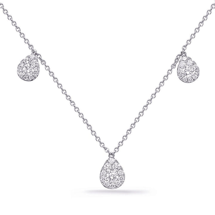 ELEGANT GOLD CLUSTER PEAR HALO DIAMOND NECKLACE - Design Jewellers Edmonton