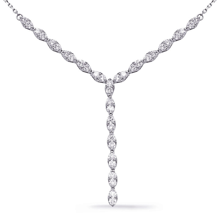 ELEGANT GOLD DIAMOND NECKLACE WITH A DANGLING DROP DESIGN - Design Jewellers Edmonton