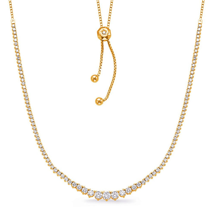 ELEGANT GOLD DIAMOND TENNIS NECKLACE - Diamond Tennis Necklace - Design Jewellers Edmonton