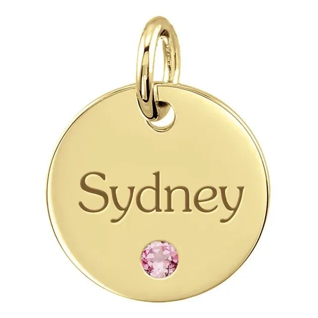 Engravable Gemstone Disc Pendant - Initial Necklace or Pendant - Design Jewellers Edmonton