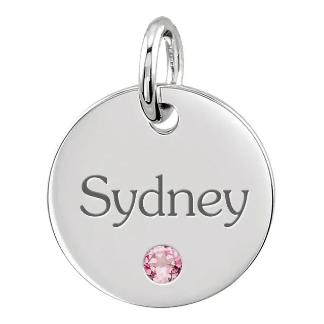 Engravable Gemstone Disc Pendant - Initial Necklace or Pendant - Design Jewellers Edmonton