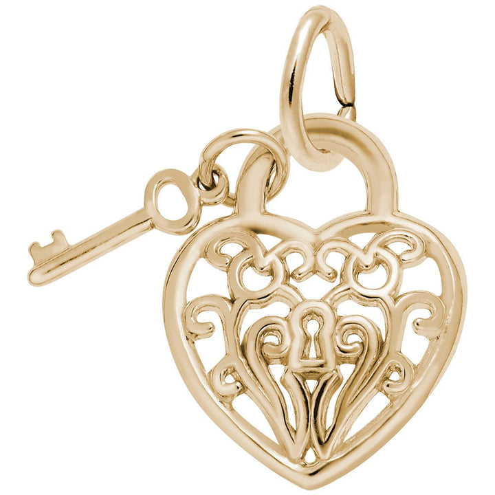 Filigree Heart & Key Pendant Charm - Charms - Design Jewellers Edmonton