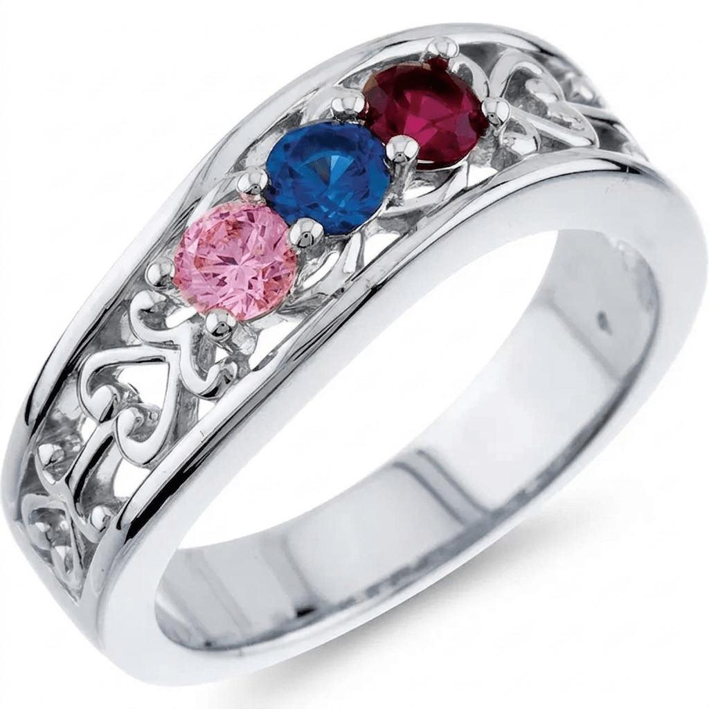Filigree Heart Trio Mother’s Ring