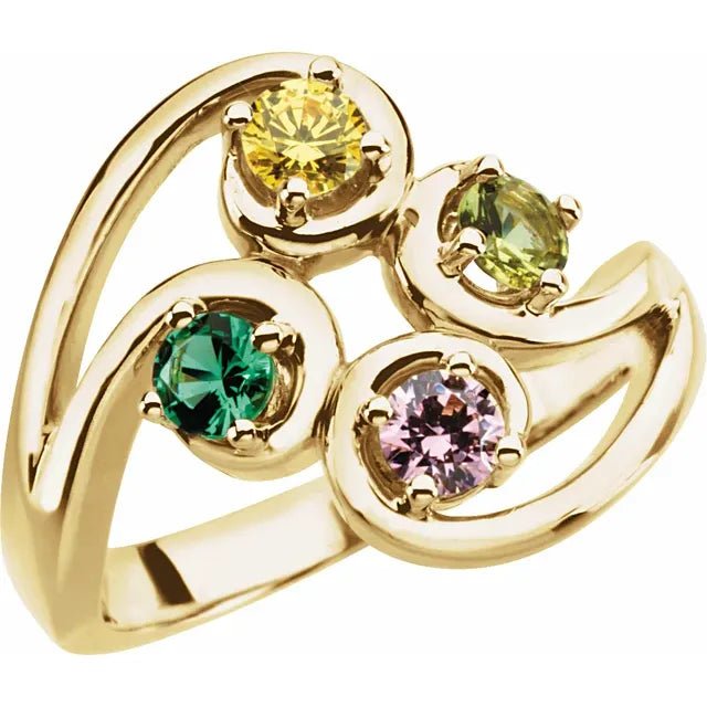 Four - Stone Swirl Family Cluster Ring - Gemstone Ring - Design Jewellers Edmonton
