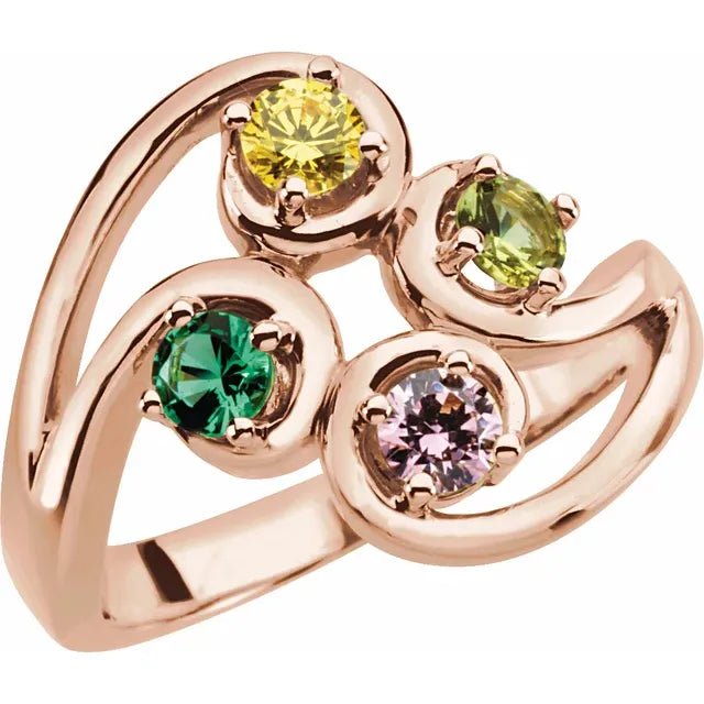 Four - Stone Swirl Family Cluster Ring - Gemstone Ring - Design Jewellers Edmonton