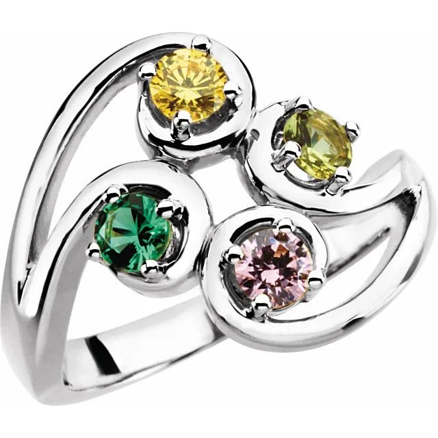 Four - Stone Swirl Family Cluster Ring - Gemstone Ring - Design Jewellers Edmonton
