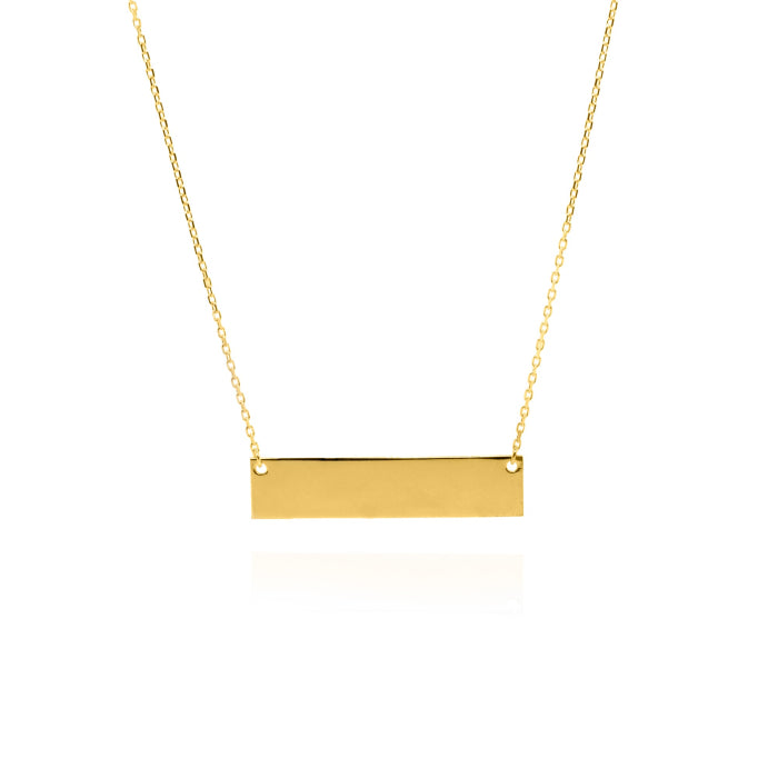 10K Gold High-Polish Engravable Bar Necklace - View 1