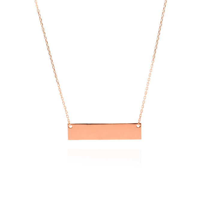 10K Gold High-Polish Engravable Bar Necklace - View 2