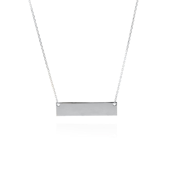 10K Gold High-Polish Engravable Bar Necklace