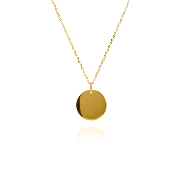 10K Gold High-Polish Engravable Round Disc Necklace - View 1