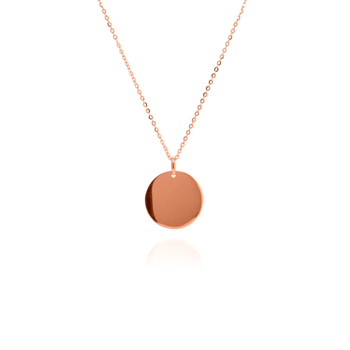 10K Gold High-Polish Engravable Round Disc Necklace - View 2